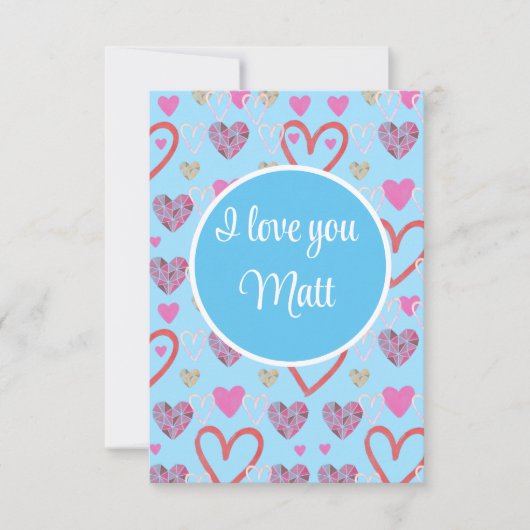 Valentine Red Happy heart romance graphic Dankeskarte (Vorderseite)