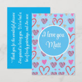 Valentine Red Happy heart romance graphic Dankeskarte (Vorne/Hinten)