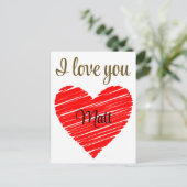 Valentine Red Happy heart romance graphic Postkarte (Stehend Vorderseite)