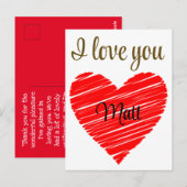 Valentine Red Happy heart romance graphic Postkarte (Vorne/Hinten)