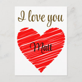 Valentine Red Happy heart romance graphic Postkarte