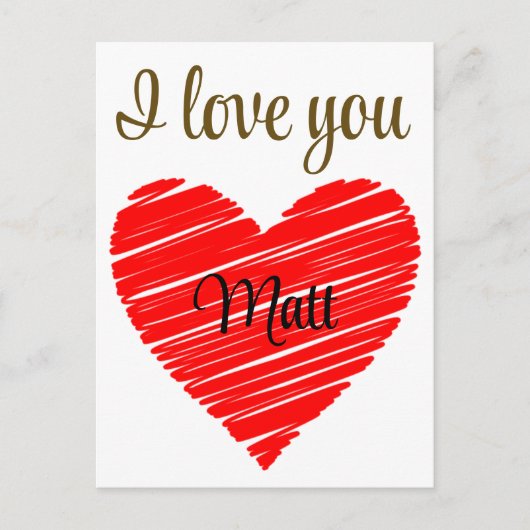 Valentine Red Happy heart romance graphic Postkarte (Vorderseite)