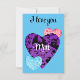 Valentine Red Happy hearts romance graphic Dankeskarte