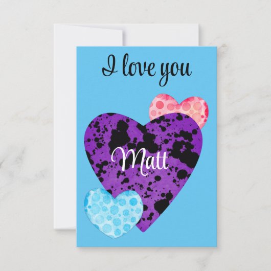 Valentine Red Happy hearts romance graphic Dankeskarte (Vorderseite)