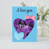 Valentine Red Happy hearts romance graphic Dankeskarte (Stehend Vorderseite)