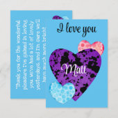 Valentine Red Happy hearts romance graphic Dankeskarte (Vorne/Hinten)