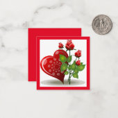VALENTINE RED HEART AND ROTE ROSEN NOTE CARD MITTEILUNGSKARTE (Vorderseite/Rückseite Beispiel)