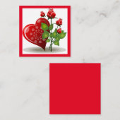 VALENTINE RED HEART AND ROTE ROSEN NOTE CARD MITTEILUNGSKARTE (Vorne/Hinten)