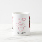 Valentine Red Heart Floral Letter U Initial Mug Kaffeetasse (Mittel)