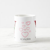 Valentine Red Heart Floral Letter V Initial Mug Kaffeetasse (Mittel)