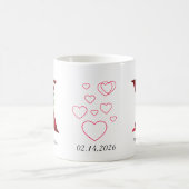 Valentine Red Heart Floral Letter X Initial Mug Kaffeetasse (Mittel)