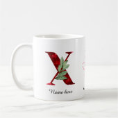 Valentine Red Heart Floral Letter X Initial Mug Kaffeetasse (Links)