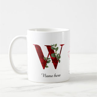 Valentine Red Heart Floral Letter X Initial Mug Kaffeetasse