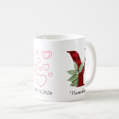 Valentine Red Heart Floral Letter Y Initial Mug Kaffeetasse (VorderseiteRechts)