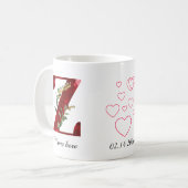 Valentine Red Heart Floral Letter Z Initial Mug Kaffeetasse (Vorderseite Links)