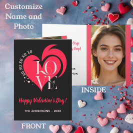  Valentine Red Heart Love. Custom Text & Photo Karte