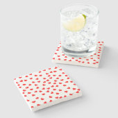 Valentine Red Heart Pattern Steinuntersetzer (Seitenansicht)