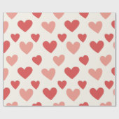 Valentine Red Heart Pattern Wrapping Paper Geschenkpapier (Flach)