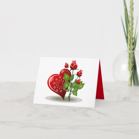 VALENTINE RED HEART UND ROTE ROSEN (Vorderseite)