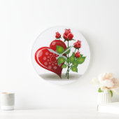 VALENTINE RED HEART UND ROTE ROSEN GROßE WANDUHR (Zuhause)
