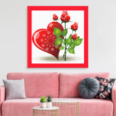 VALENTINE RED HEART UND ROTE ROSEN LEINWANDDRUCK (Insitu (Wohnzimmer))