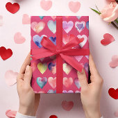 Valentine Red Heartful Pattern Geschenkpapier Set