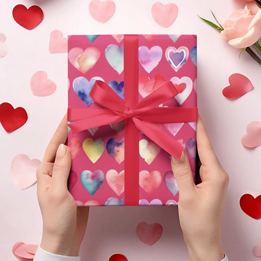 Valentine Red Heartful Pattern Geschenkpapier Set