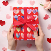 Valentine Red Heartful Pattern Geschenkpapier Set