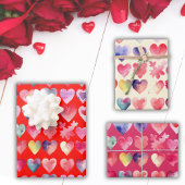 Valentine Red Heartful Pattern Geschenkpapier Set