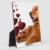 Valentine Red Hearts Golden Retriever Dog Fotoplatte (Seite)
