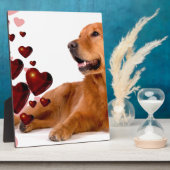 Valentine Red Hearts Golden Retriever Dog Fotoplatte (Seite)