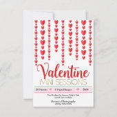Valentine Red Hearts Mini Sessions Fotografie Einladung (Vorderseite)