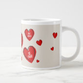 Valentine Red Hearts Niedlich Customize Couple Tan Jumbo-Tasse (Rechts)