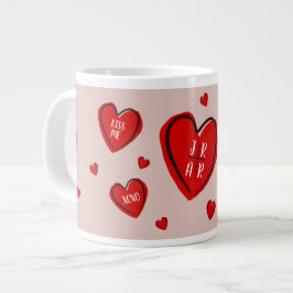 Valentine Red Hearts Niedlich Customize Couple's P Jumbo-Tasse