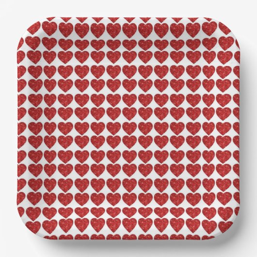 Valentine Red Hearts Pappteller (Vorderseite)