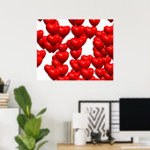 Valentine Red Hearts Random Bunch Glossy Poster (Heimbüro)