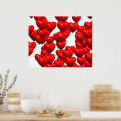 Valentine Red Hearts Random Bunch Glossy Poster (Küche)