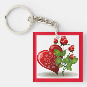 VALENTINE RED HERART UND ROTE ROSEN SCHLÜSSELANHÄN SCHLÜSSELANHÄNGER