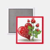 VALENTINE RED HERDE UND ROTE ROSEN MAGNET (Vorderseite/Rückseite)