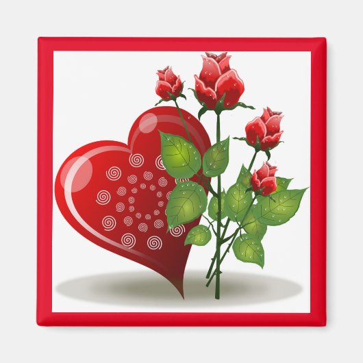 VALENTINE RED HERDE UND ROTE ROSEN MAGNET (Vorne)