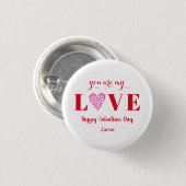 Valentine Red Liebe Script Heart Button (Vorne & Hinten)