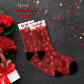 Valentine Red Multi Hearts Bow Socken