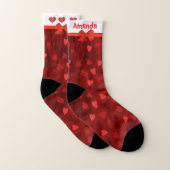 Valentine Red Multi Hearts Bow Socken (Paar)