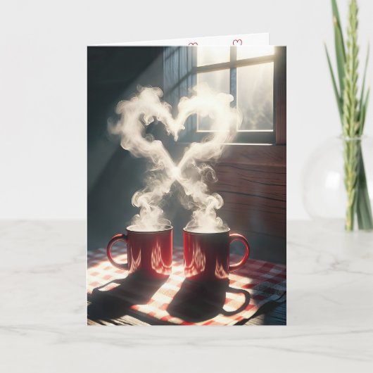 Valentine Red Tasse mit Dampfherz Feiertagskarte (Vorderseite)