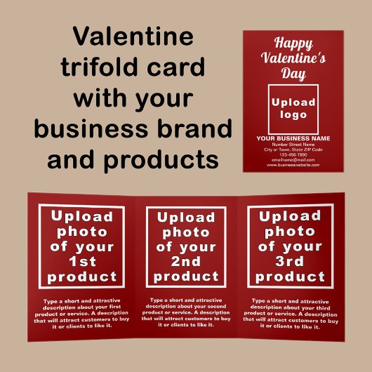 Valentine Red Trifold Card Dreifach Gefaltete Karte