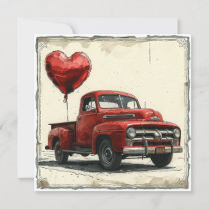 Valentine Red Truck: Cupiden Caravan Feiertagskarte