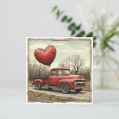 Valentine Red Truck: Herzliche Expedition Feiertagskarte (Stehend Vorderseite)