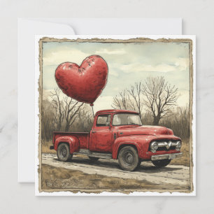 Valentine Red Truck: Herzliche Expedition Feiertagskarte