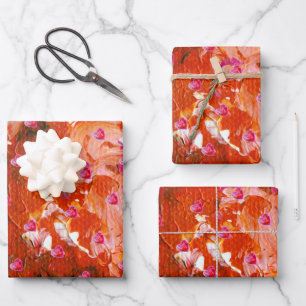 Valentine Reds Wrapping Paper Flat Sheet Set 3 Geschenkpapier Set