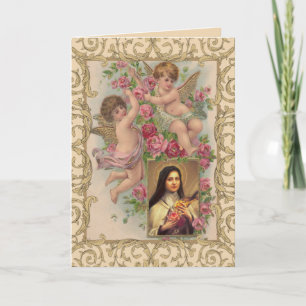 Valentine religiös vintage St. Therese katholisch Feiertagskarte